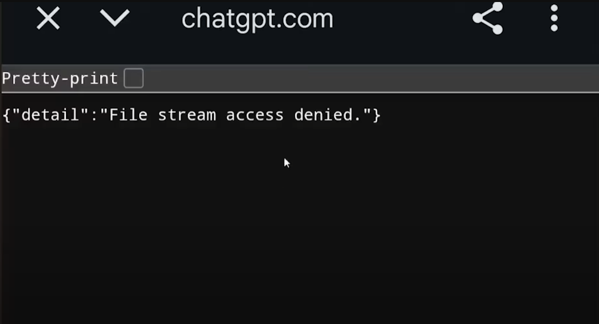 File Stream Access Denied error message in ChatGPT app