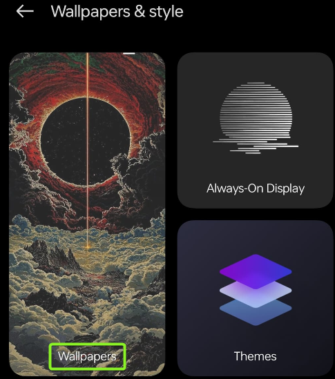 Select wallpapers menu
